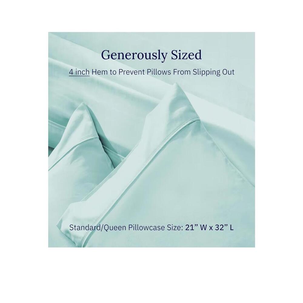 New 2 Set California Design Queen Pillowcases 400 Thread Ct 100% Cotton Sateen - Picture 4 of 7